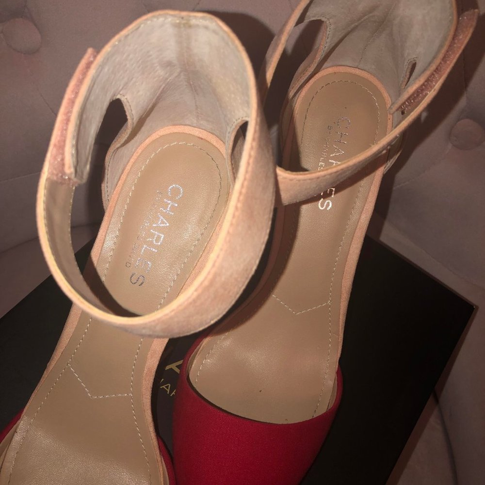 Charles by Charles David Pointer Micro Suede Heels Size 8--Pink & Nude - Picture 3 of 6